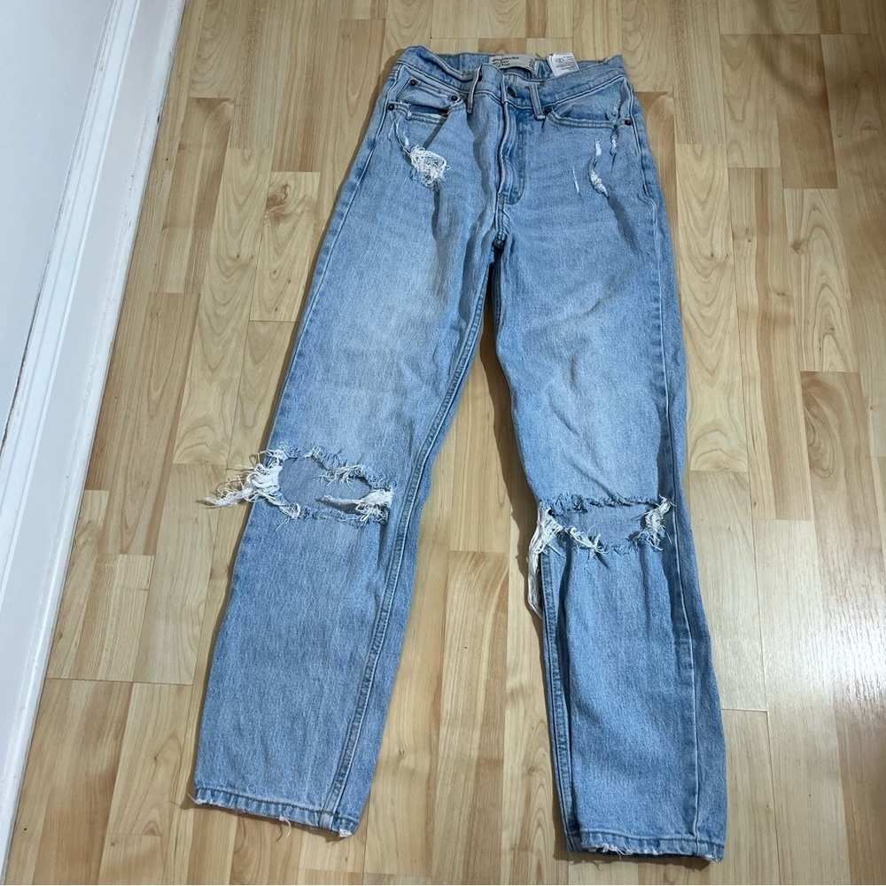 Abercrombie & Fitch Womens Light Wash‎ Dad Jean High Rise Diatressed Size 00/24s